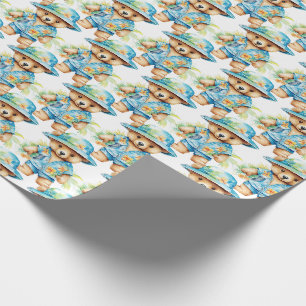Papier d'emballage cadeau Ourson en peluche bleu p