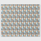 Papier d'emballage cadeau Ourson en peluche bleu p (Plat)