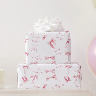 Papier d'emballage cadeau personnalisé Rubans rose