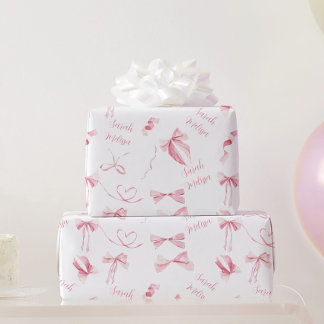 Papier d'emballage cadeau personnalisé Rubans rose