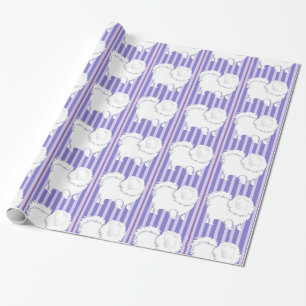 Papier d'emballage cadeau Poméranie rayures violet