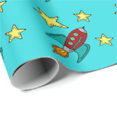 papier d'emballage cadeau pour fusées rétro (Coin rond)