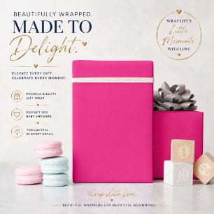 Papier d'emballage cadeau rose personnalisé