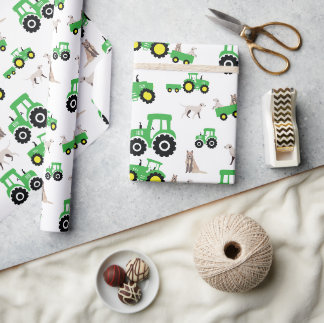 Papier d'emballage cadeau Thème de tracteur de fer