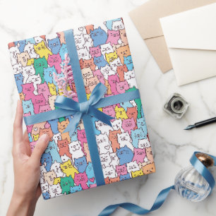 Papier d'emballage Chat, Emballage Cadeau Félin, F