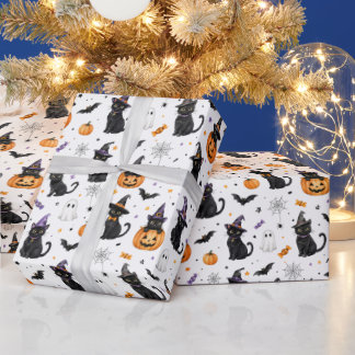Papier d'emballage Chat Halloween | Cadeau pour am