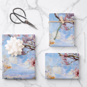 Papier d'emballage ciel de fleurs de cerisier