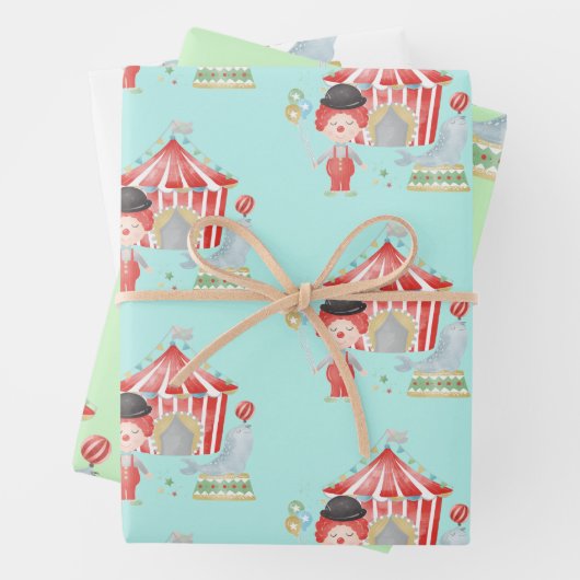 Papier d'emballage cirque, emballage cadeau d'anni (En situation)