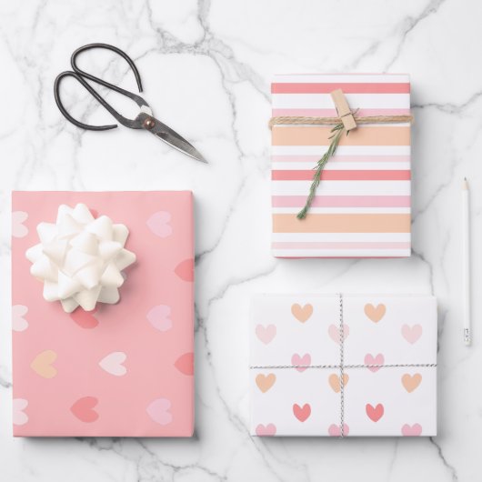 Papier d'emballage Cœurs de la Saint-Valentin (Recto)