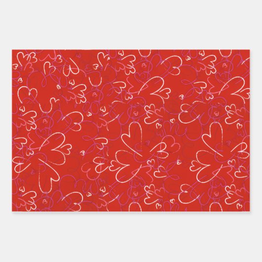 Papier d'emballage coeurs rouges (Devant)