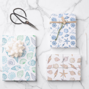 Papier d'emballage Coquillages, Papier cadeau Bord