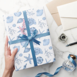 Papier d'emballage Coquillages, Papier Cadeau Bord