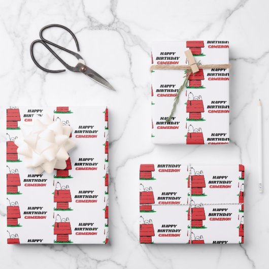 Papier d'emballage d'anniversaire Peanuts Snoopy D (Recto)