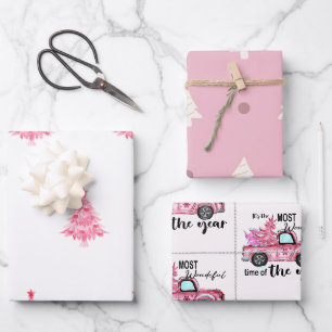 Papier d'emballage d'arbre rose