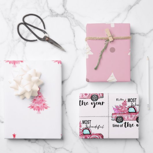 Papier d'emballage d'arbre rose (Recto)