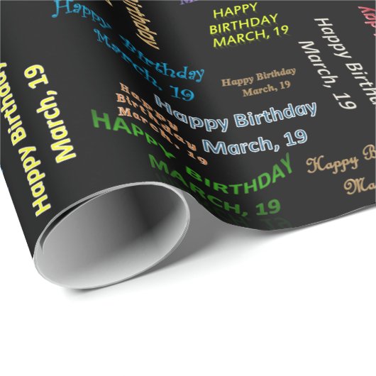 Papier d'emballage de cadeau d'anniversaire du 19 (Coin rond)