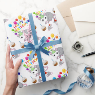 Papier d'emballage de cadeau d'anniversaire Possum