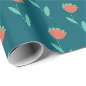 Papier d'emballage de cadeau de fleurs moderne (Coin rond)
