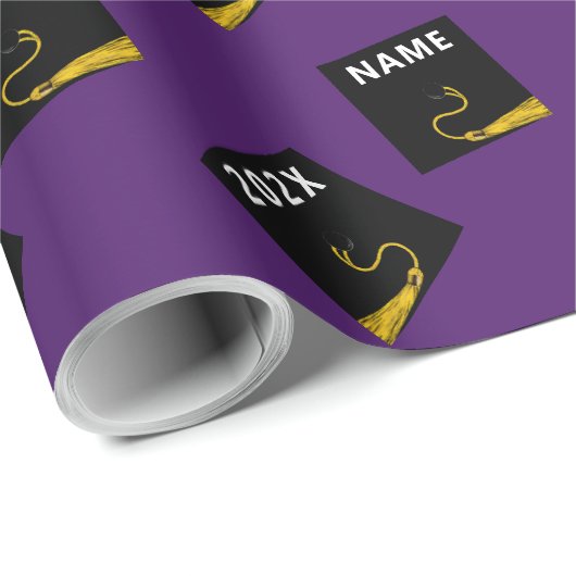 Papier d'emballage de cadeau de graduation violet (Coin rond)