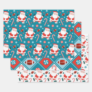 Papier d'emballage de cadeau de Noël de football