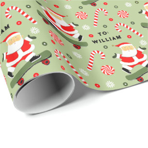 Papier d'emballage de cadeau de Noël pour skateboa