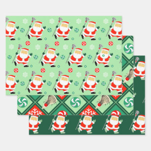 Papier d'emballage de cadeau de vacances de crosse