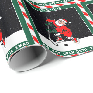 Papier d'emballage de cadeau de vacances de hockey
