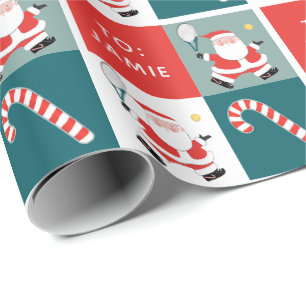 Papier d'emballage de cadeau de vacances de tennis