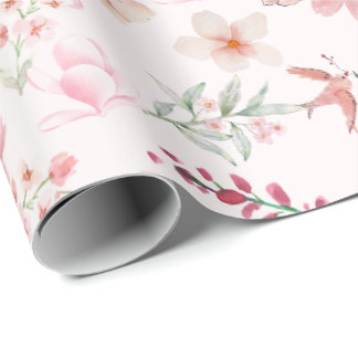 Papier d'emballage de cadeau floral élégant Rose é