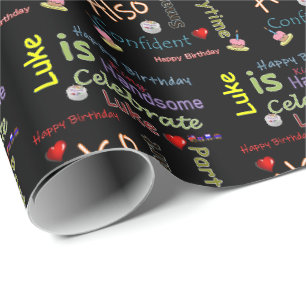 Papier d'emballage de cadeau Joyeux Anniversaire L