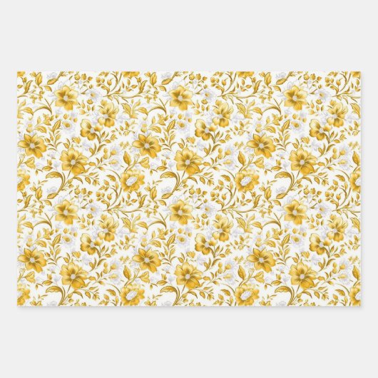 Papier d'emballage de fleurs d'or (Devant)