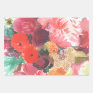 Papier d'emballage de fleurs vibrant en feuille
