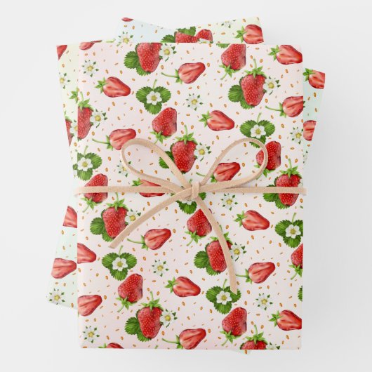 Papier d'emballage de fruits à la fraise (En situation)