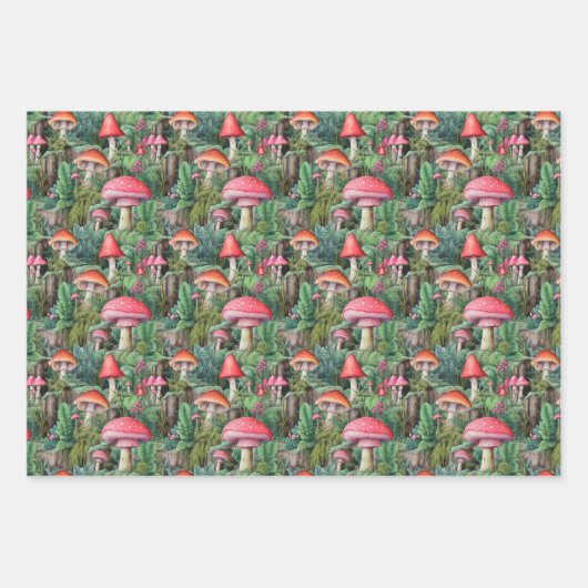Papier d'emballage de la forêt de champignons (Devant 3)