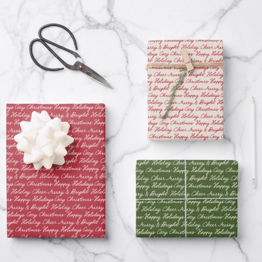 Papier d'emballage de Noël avec texte de script de (Recto)
