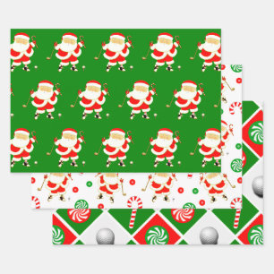 Papier d'emballage de Noël de golf