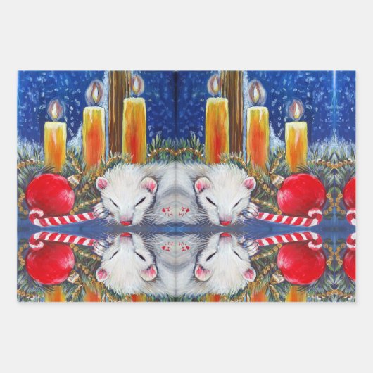 Papier d'emballage de Noël Ferret d'Art original (Devant 3)