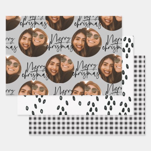 Papier d'emballage de Noël photo moderne  (Lot)