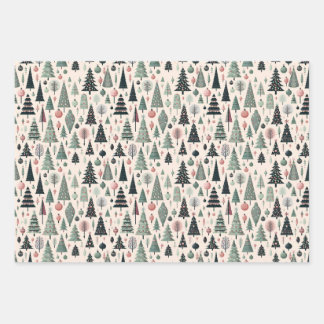 Papier d'emballage de Noël Rose Artistique Moderne