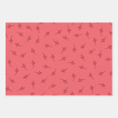 Papier d'emballage de Noël rose aux baies rouges (Devant 3)