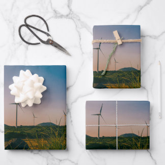 Papier d'emballage de paysage de ferme éolienne de