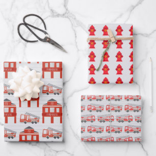 Papier d'emballage de pompier, papier cadeau de ca