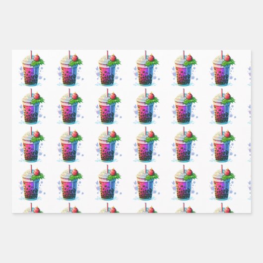 Papier d'emballage de thé à bulle de Noël (Devant)