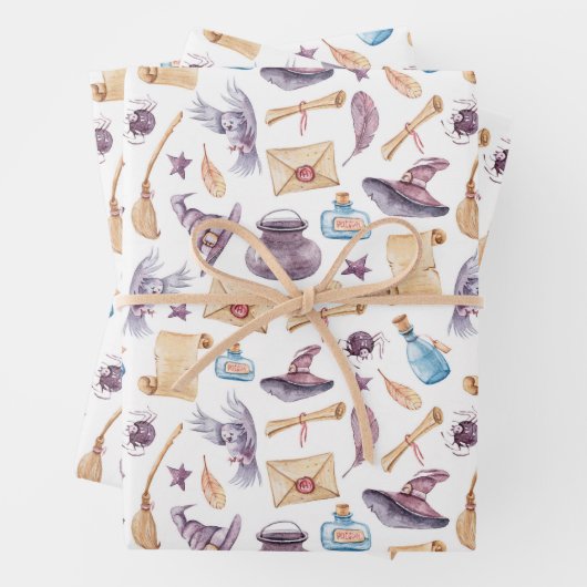 PAPIER D'EMBALLAGE DÉCORATIF ÉCOLE DE MAGIE (En situation)