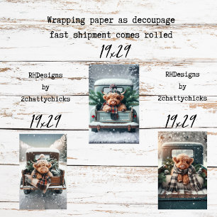 Papier d'emballage découpage 3 pièces Vache des Hi