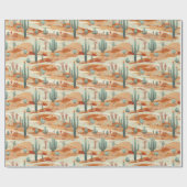 Papier d'emballage Désert, Papier cadeau Cactus (Plat)