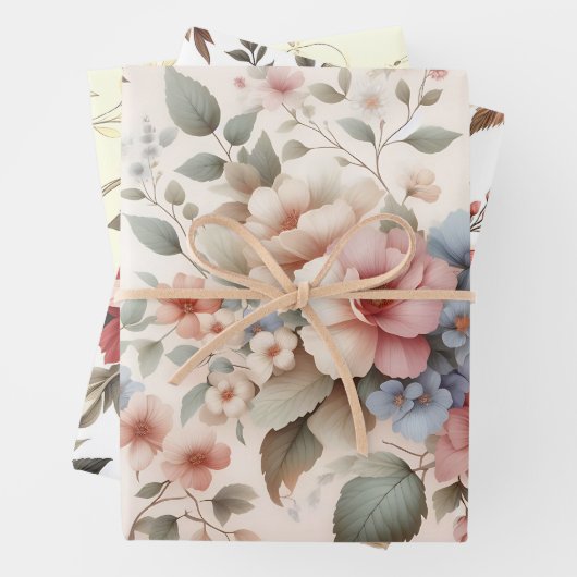 Papier d'emballage design floral élégant et magnif (En situation)