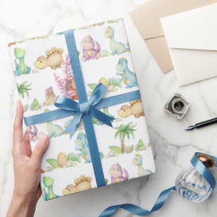 Papier d'emballage dinosaure, emballage cadeau din