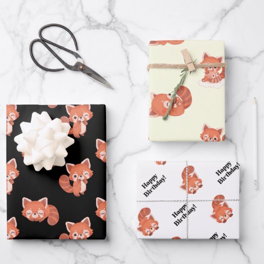 Papier d'emballage en panda rouge (Recto)