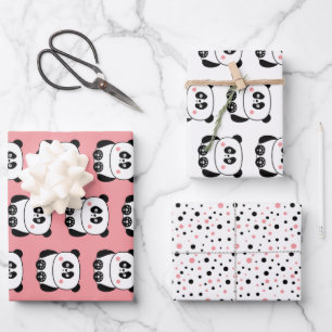 Papier d'emballage en panda style kawaii